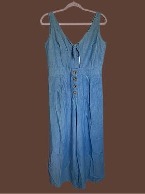 Twenty Light Blue Sleeveless Tie-Front Wide-Leg Jumpsuit